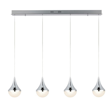 Elyse Teardrop Modern Mid-Century Iron/Acrylic Integrated Linear LED Pendant - JONATHAN Y